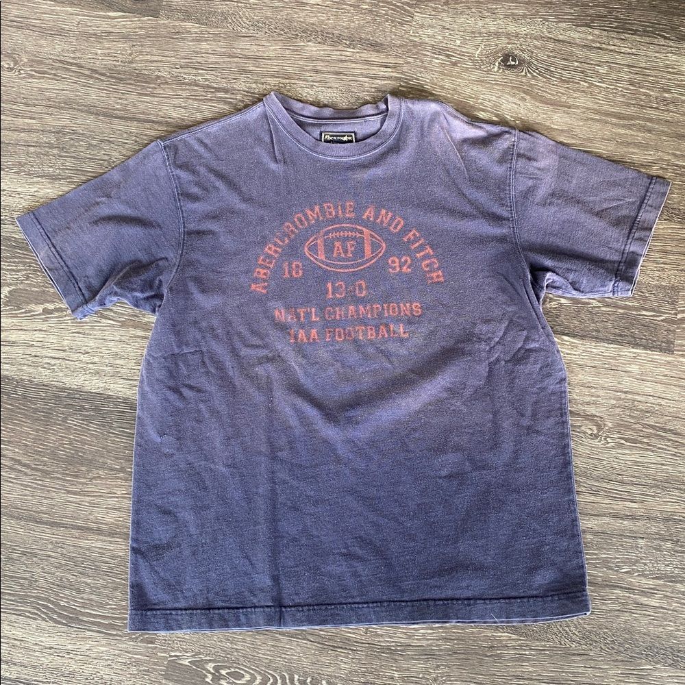 VTG Abercrombie & Fitch Men's Navy Blue Graphic Tee XL Y2K Faded Street Casual